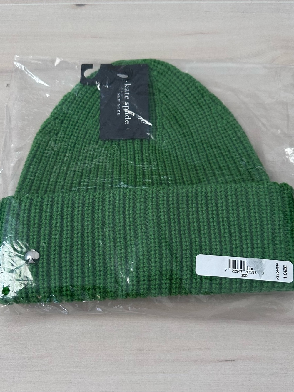 Kate Spade green Spade Cuff Beanie